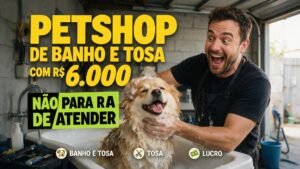 COM R$ 6.000 EM EQUIPAMENTO, ELE ABRIU UM PETSHOP DE BANHO E TOSA QUE NÃO PARA DE ATENDER