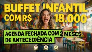 COM R$ 18.000, ELA MONTOU UM BUFFET INFANTIL QUE FECHA A AGENDA COM 2 MESES DE ANTECEDÊNCIA
